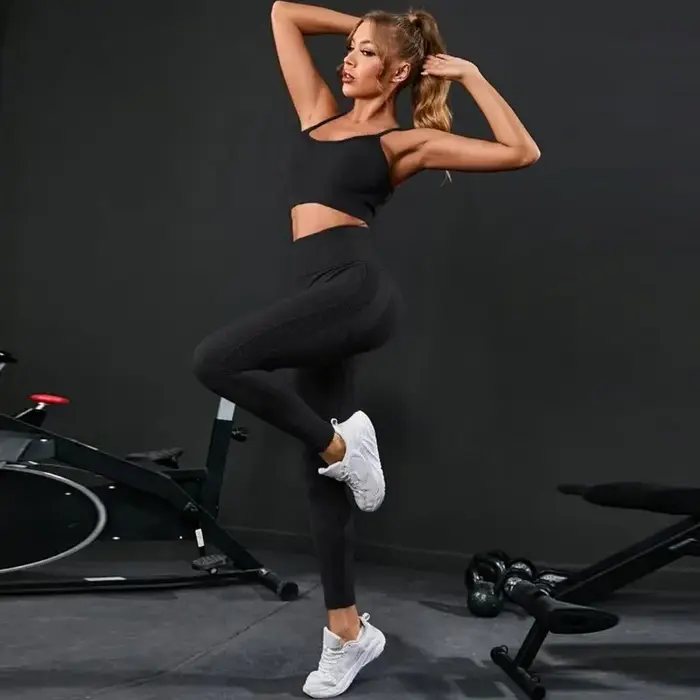 Ensemble de yoga sans couture pour femme, survêtement 2 pièces, vêtements de sport d'entraînement, l