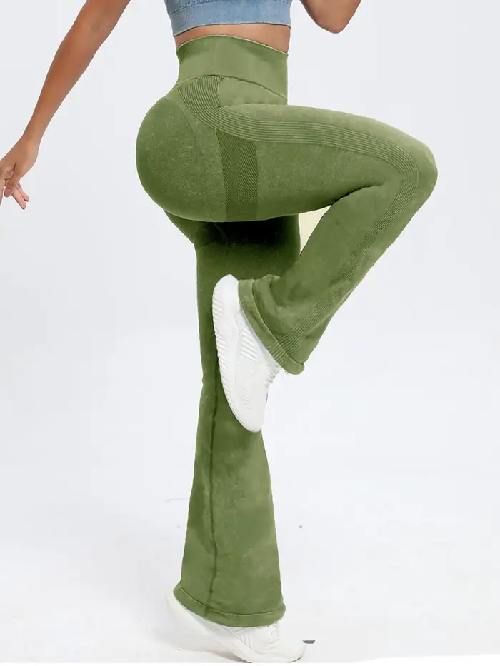 Pantalon moulant taille haute sans couture pour femmes, pantalon évasé moulant givré, pantalon de yo