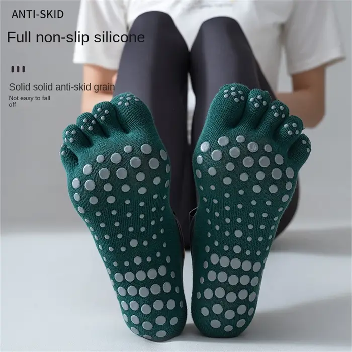 Chaussettes Pilates antidérapantes avec 5 orteils pour femme