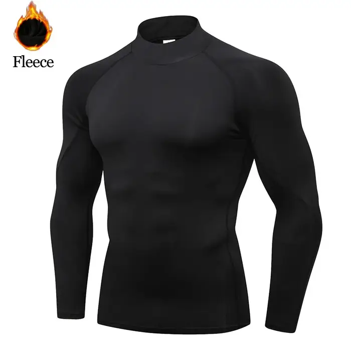 Chemise de Compression pour hommes, vêtements de cyclisme, chemise chaude à bascule, T-Shirt de Comp