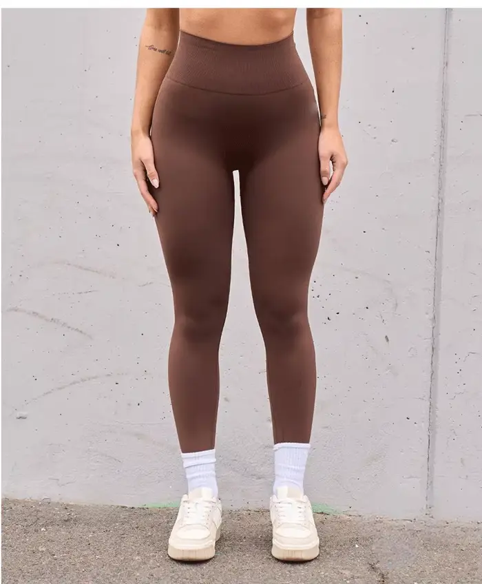Pantalon de sport taille haute sans couture, dos rehaussant les hanches pêche, pli en V, pantalon de