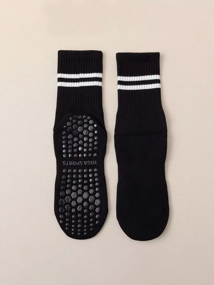 Chaussettes Pilates avec poignées pour femmes, chaussettes de Yoga, chaussettes antidérapantes de 1/