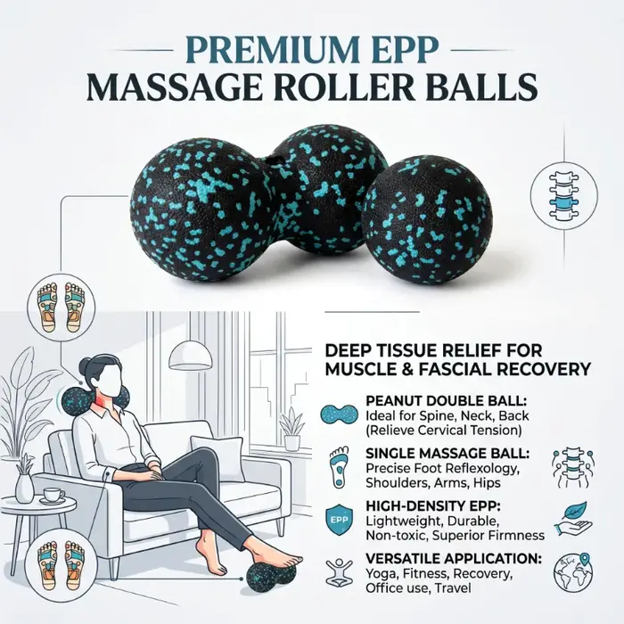 EPP 8cm boules d'arachide Massage corporel balle de Fascia haute densité Relaxation musculaire crosse Fitness Yoga boule de Myofascia soulager la douleur