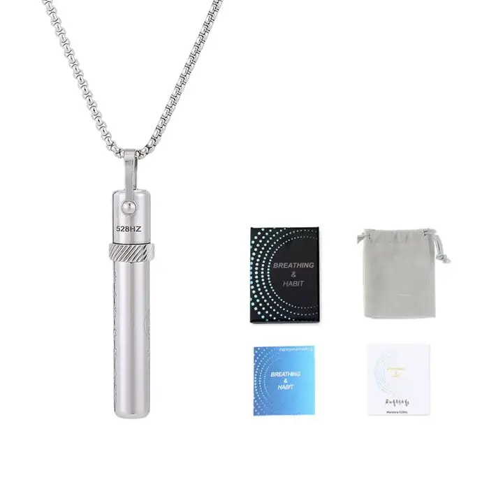 Collier de respiration pour la pleine conscience, en acier inoxydable, pendentif respiratoire, apais