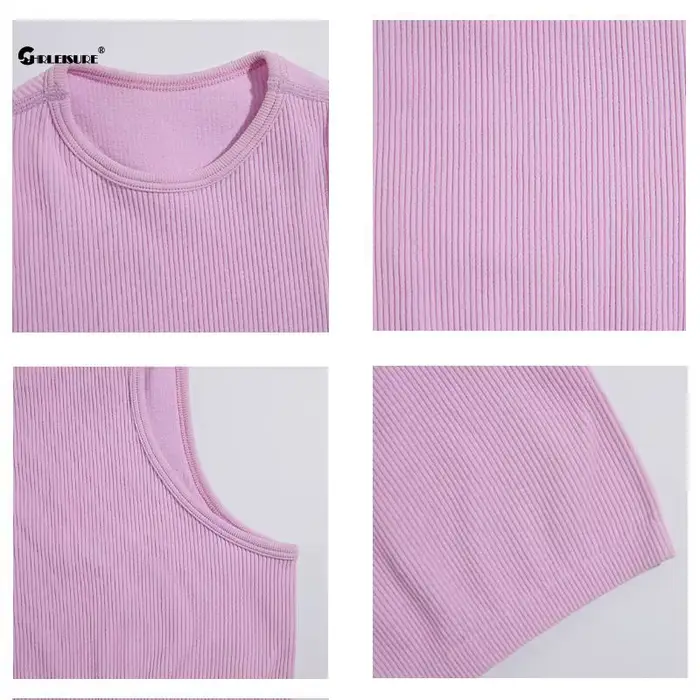 CHRLEISURE – soutien-gorge de Sport pour femmes, gilet de Yoga en tricot côtelé, col rond, haut cour