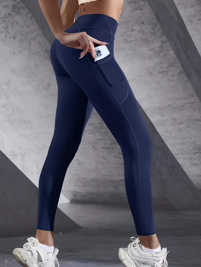 Femmes taille haute élastique entraînement Yoga Leggings contrôle du ventre avec poches latérales pantalon couture gymna