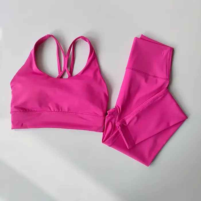 Ensemble de yoga respirant pour femmes, 2 pièces, tenue de sport, vêtements de gym, haut court de sp