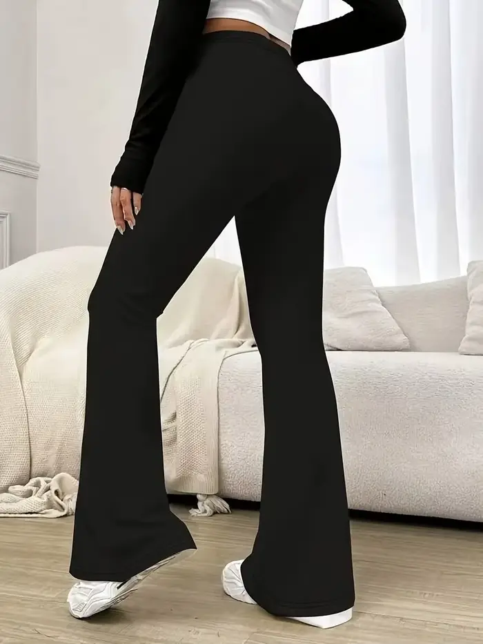 Pantalons de yoga évasés taille haute pour femmes, leggings noirs sexy, pantalons décontractés, bas