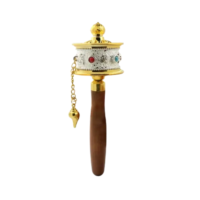 Roue de prière tibétaine à manivelle, Instrument de prière coloré à main, tambour rotatif, ornement