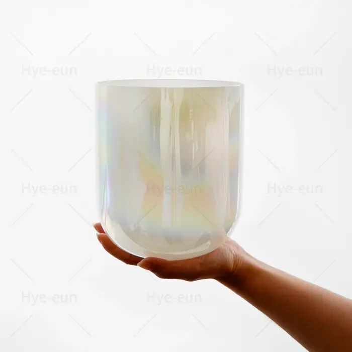 Bol chantant en cristal de quartz givré de Chakra de KVKA pour la guérison de yoga de méditation