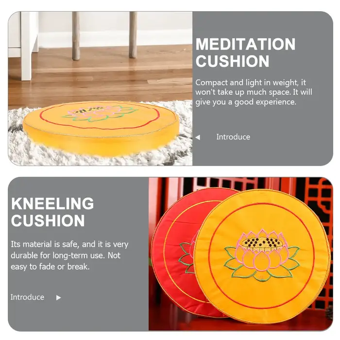 2 pièces de coussins de méditation bouddhiste, coussins de siège brodés, tapis de prière pour la maison, le temple, le culte, le bureau, coussins de méditation.