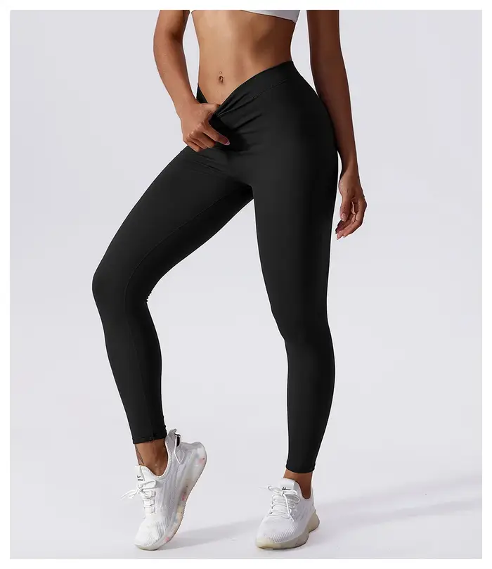 Pantalon de yoga fitness taille en V pour le dos, lifting des hanches, pêche au miel, collants de sp