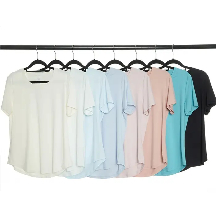 T-shirt de yoga à manches courtes pour femmes, tissu super commandé, chemise de gym respirante, haut