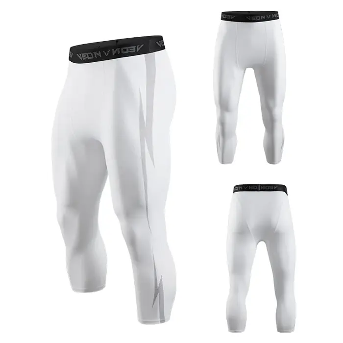 Pantalon de Compression 3/4 pour hommes, Leggings athlétiques Capri secs et Cool, couche de base de