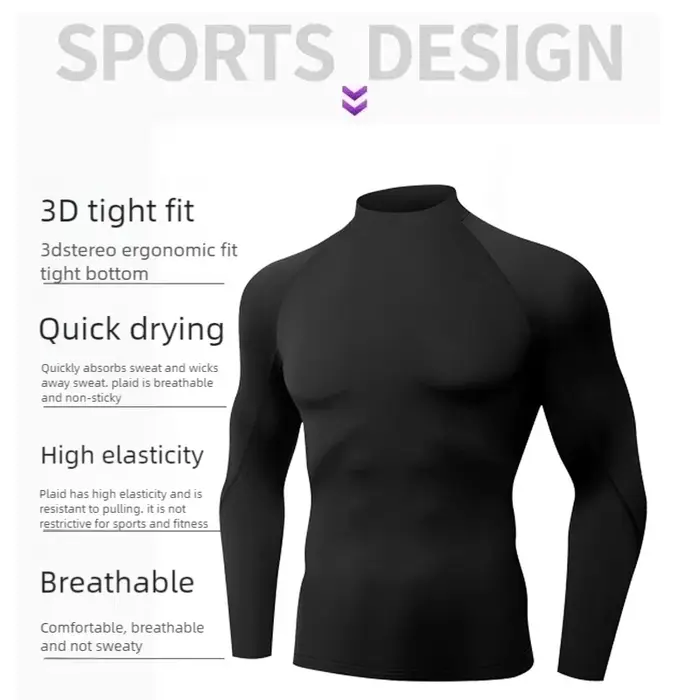 Chemise de Compression pour hommes, vêtements de cyclisme, chemise chaude à bascule, T-Shirt de Comp