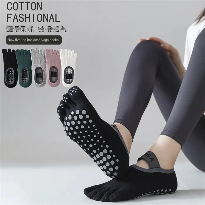 Chaussettes Pilates antidérapantes avec 5 orteils pour femme